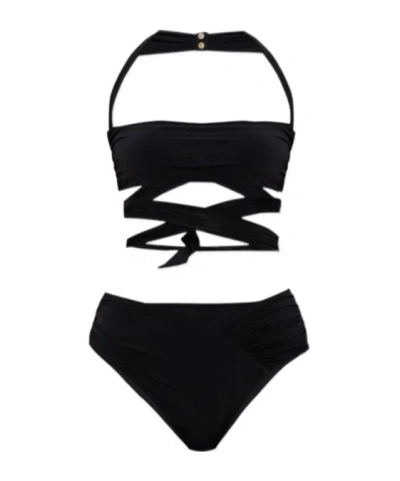 BALMAIN WRAP-EFFECT HALTER BIKINI
