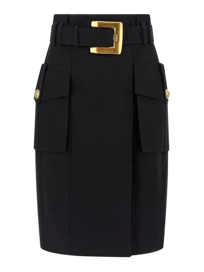 BALMAIN FALDA SEMILARGA - NEGRO