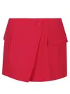 Balmain 4 Poches Jupe Courte Asymetrique En Crêpe In Red