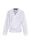 Balmain Wrap-design Cotton Blouse In White