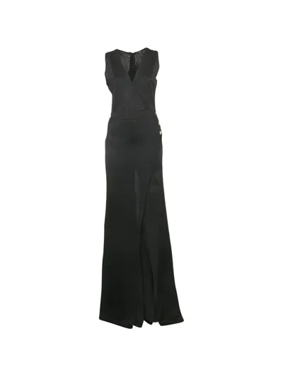 Pre-owned Balmain Wrap-effect Jumpsuit In Black