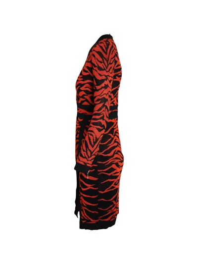 Pre-owned Balmain Wrap-effect Printed Dress In Orange