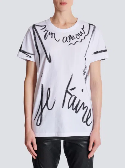 BALMAIN WRINTING PRINTED T-SHIRT