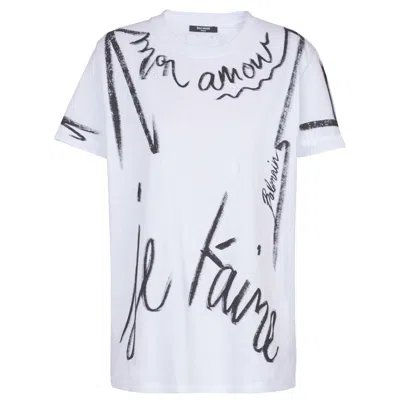 BALMAIN WRINTING PRINTED T-SHIRT
