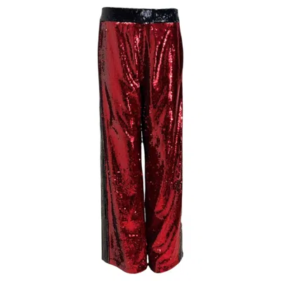 Pre-owned Balmain X Cara Delevigne 2019 Sequined Tuxedo Pants In Red