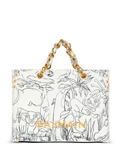 Balmain X Disney 1945 Graphic-print Tote Bag In White