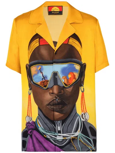 Balmain Shirt With Graphic Print For Disney In Multicolour