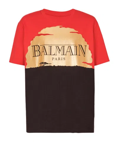 Balmain X Disney Sunset-print T-shirt In Yellow