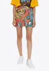 Balmain X Disney The Lion King Enfant Précoce Print Mini Denim Skirt In Multicolor