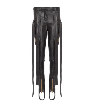 Balmain X Disney The Lion King Leather Strap-detail Cargo Trousers In Black