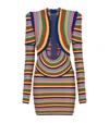 Balmain X Disney The Lion King Roll-knit Plunge Mini Dress In Yellow