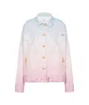 Balmain X Evian Gradient-effect Denim Jacket In White