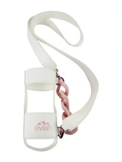 Pre-owned Balmain X Evian Leather Water Bottle Holder In White