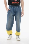 Balmain X Pokemon Denim Gaucho Shorts With Elastic Waistband