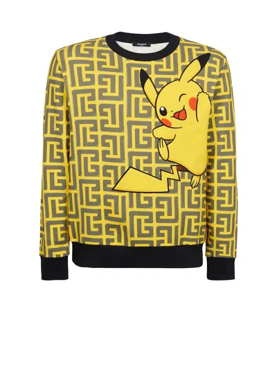 Pre-owned Balmain X Pokemon Print Sweatshirt In Yellow