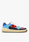 Balmain Blue & Red Calfskin B-court Flip Prince Gyasi Print Sneakers In Multicolor