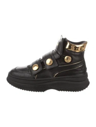 Pre-owned Balmain X Puma Leather Colorblock Pattern Wedge Sneakers In Multi