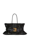 Balmain Xl Anthem Embossed-crocodile Buckle Tote Bag In Black