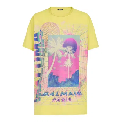 Balmain Yellow Cotton T-shirt In Multi