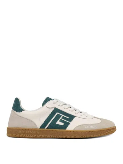 Balmain Swan Suede And Smooth Leather Trainers In Neutral