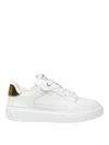 Balmain B- Court Flip Sneakers In White And Gold Leather In White