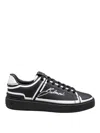 Balmain Sneakers B-court Leather With Black Print In Negro