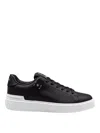 Balmain 'b-court B-buzz' Black Low Sneakers With Diamond Motif And Logo Patch On The Tongue In Negro