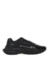 Balmain Black Run-row Leather Sneakers In Black