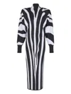 Balmain Zebra-intarsia High-neck Midi Dress In Black