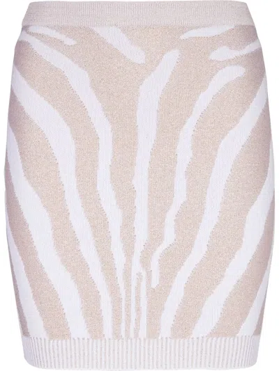 Balmain Zebra-print Knit Skirt In Purple