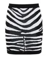 Balmain Zebra Print Mini Knit Skirt In Black
