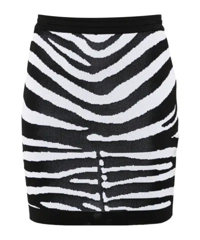 BALMAIN BALMAIN ZEBRA KNITTED MINI SKIRT