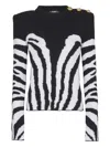 Balmain Zebra-pattern Padded-shoulder Sweater In Multi