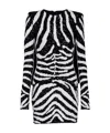 Shop Balmain Short Two-tone Zebra Sequin Dress In Black