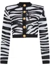 Balmain Zebra-print Cardigan In Black