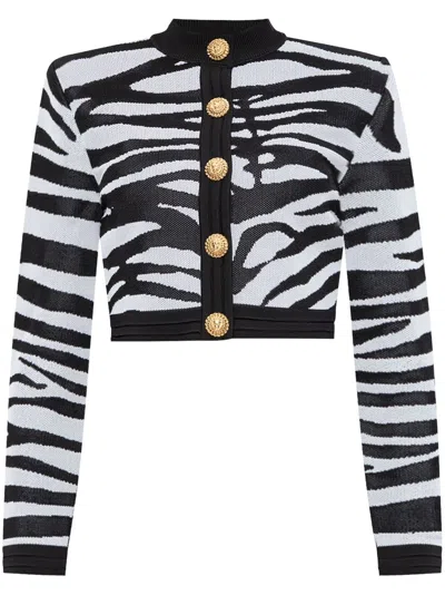 BALMAIN ZEBRA-PRINT CARDIGAN