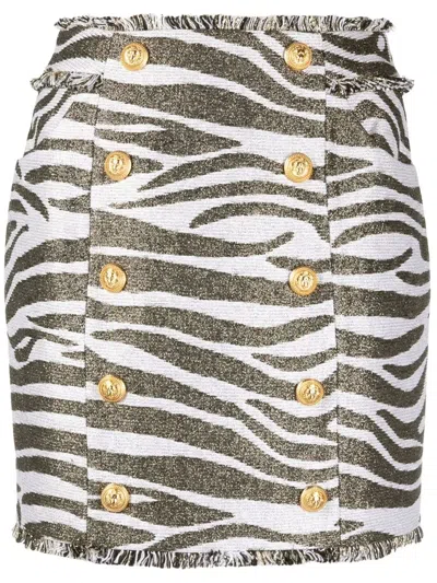 BALMAIN ZEBRA PRINT HIGH-WAISTED MINISKIRT