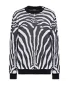 Balmain Zebra-print Knitted Jumper In Black