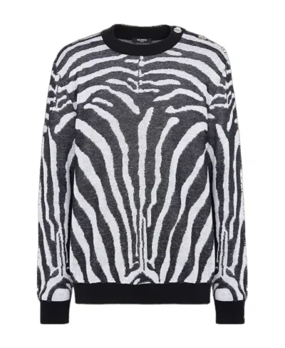 BALMAIN ZEBRA PRINT LINEN JUMPER