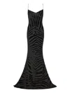 Balmain Zebra Velvet Sleeveless Trumpet Gown In Black