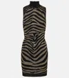 Balmain Zebra-print Minidress In Noir/or