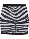 Balmain Zebra Print Mini Knit Skirt In Black