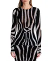 Balmain Zebra-print Velvet Bodycon Top In Animal Print
