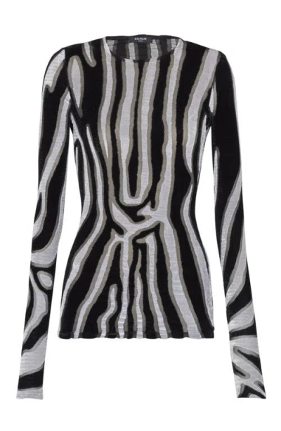 BALMAIN BALMAIN ZEBRA-PRINT VELVET BODYCON TOP