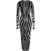 Balmain Zebra Stripe Cutout Long Sleeve Velvet Body-con Dress In Brown