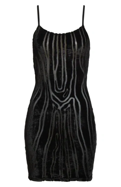 Balmain Zebra Stripe Devoré Velvet Body-con Minidress In Black