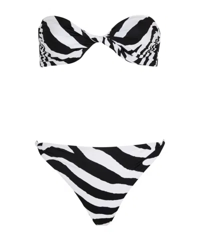 Balmain Zebra Two-piece Swimsuit In Black