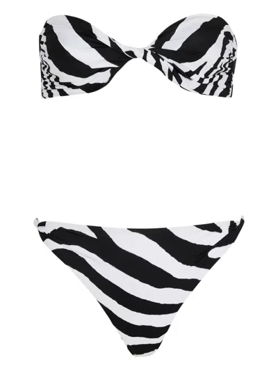 Balmain Zebra-pattern Bikini In Black