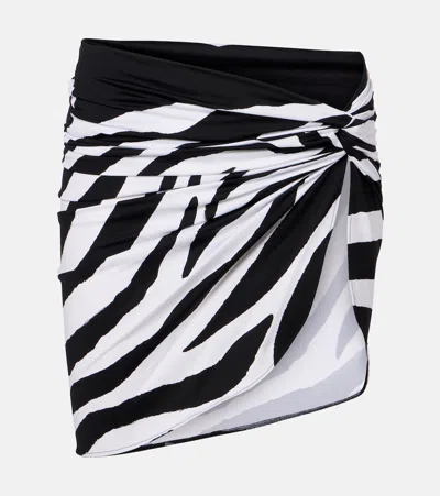 Balmain Zebra-print Beach Cover-up In Black