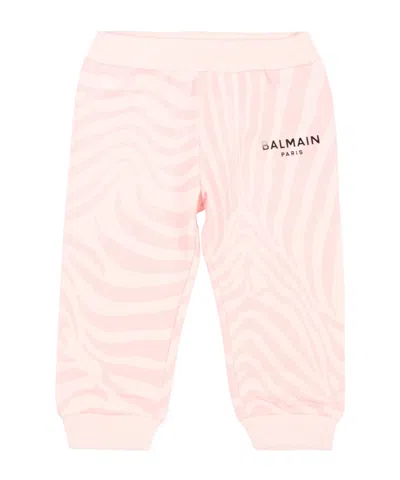 Balmain Kids' Zebra-print Track Pants In Pink